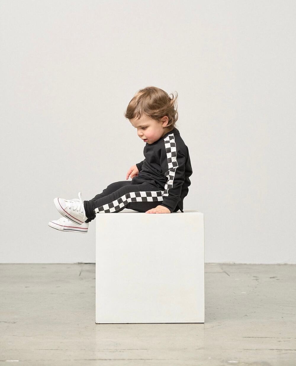 Little Bipsy Black White Checkered Sweatsuit Set